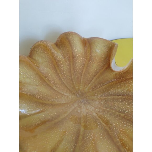Vintage Murano Art Glass Bowl 10" Hand Blown Gold Fleck - Picture 5 of 12